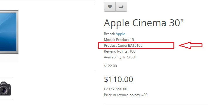 Advanced Product option - Display Universal Product Code (SKU)