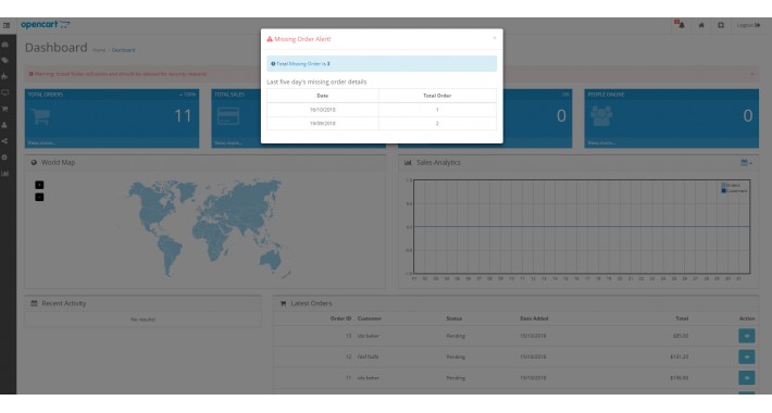 OpenCart - Missing Order Alert