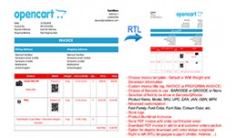 Barcode, QRcode, Dimension, Weight,  RTL (PDF In..