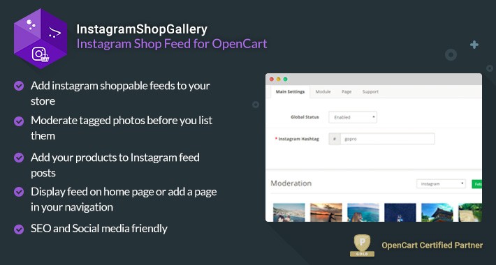 Instagram Shop Gallery - Shoppable Instagram Feed for OpenCart