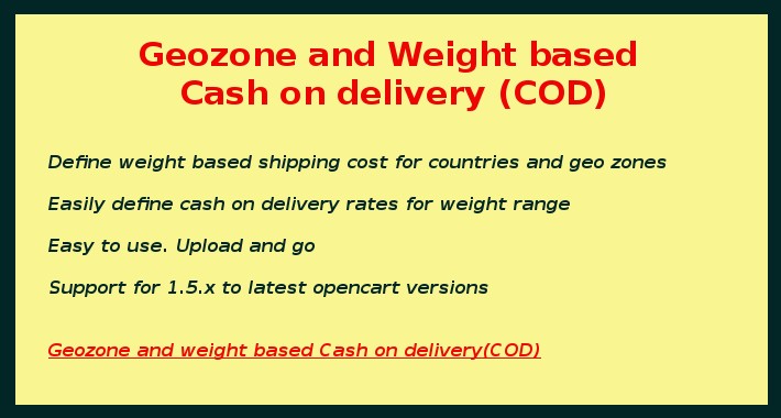 Geozone and Weight based  Cash on delivery (COD)