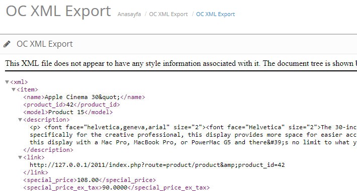 OpenCart XML Export Module