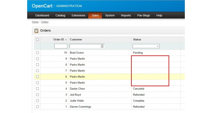 Show Missing Orders (all orders) in Orders Main Page