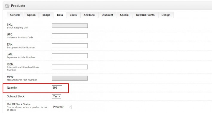 Set New Product Stock to 999 on Insert