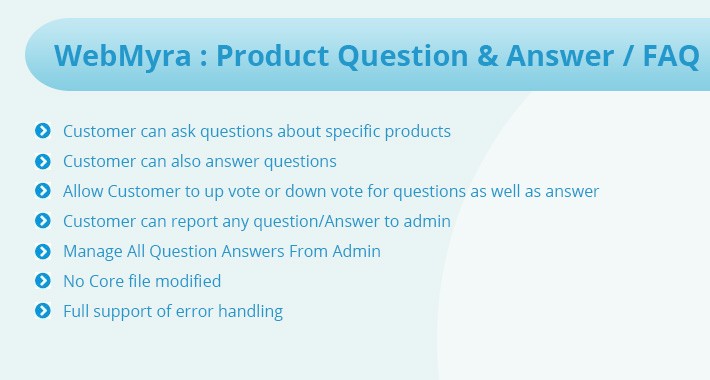 WebMyra: Product Question & Answer / FAQ
