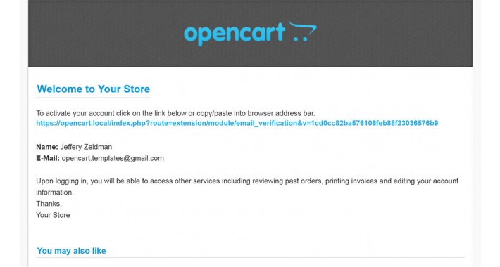 Opencart Email Verification Email Link To Verify Account