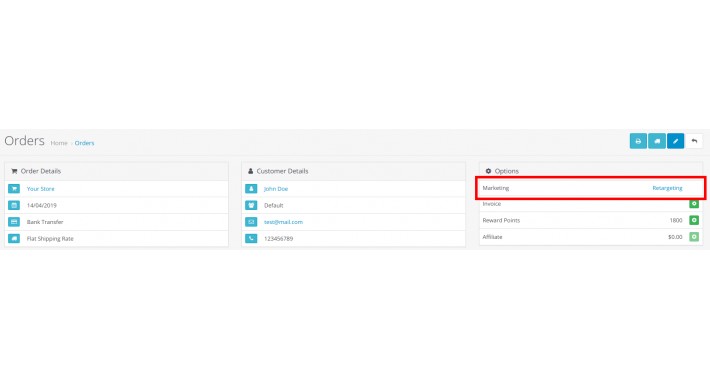 Show marketing campaign on order page
