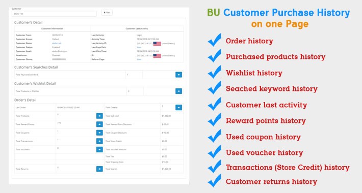 BU Customer Purchase History on 1 Page