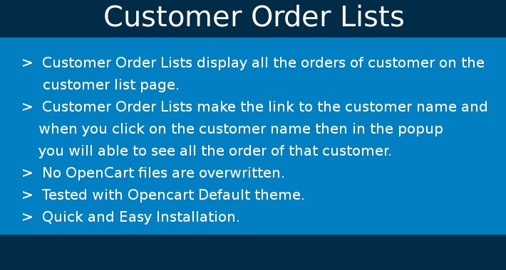 Customer Order Lists