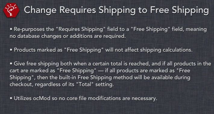 Change Requires Shipping to Free Shipping