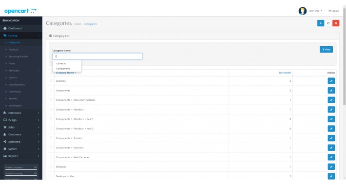 Administrator Filter Category