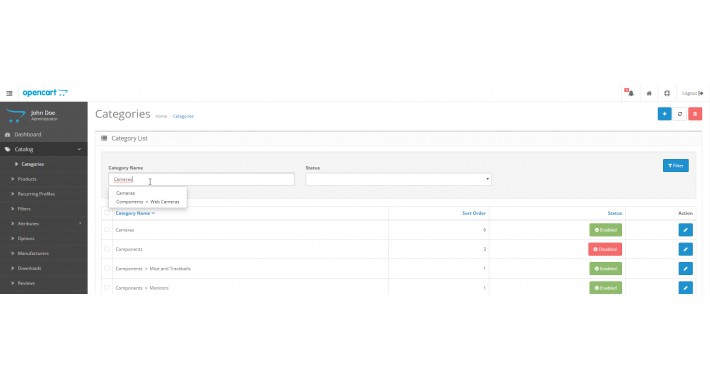 Admin Advanced Category Search & Status 2.x [OC & VQ]