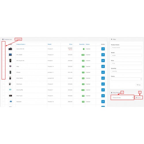 OpenCart - Easy Export Products, Customers , Orders.