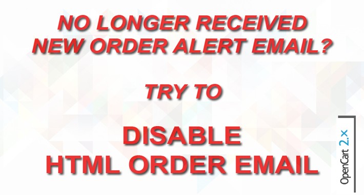Disable HTML Order Email