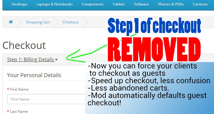 Completely Remove Step 1 of Checkout!