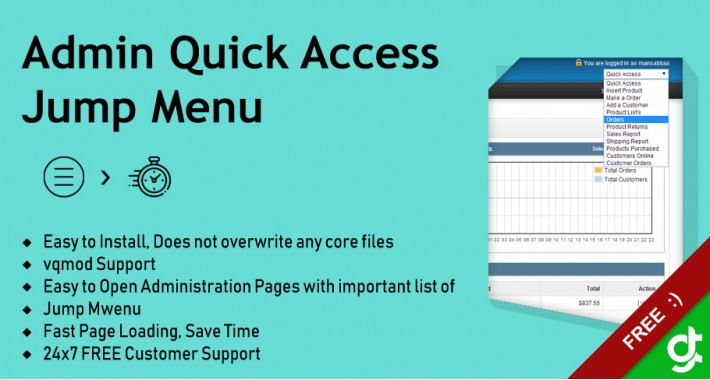 OpenCart - Admin Quick Access Jump Menu - vQmod