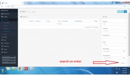 admin orders and customers search on enter press