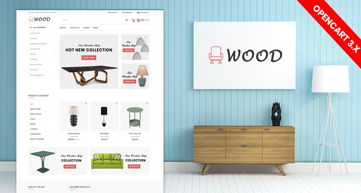 Wood furniture opencart responsive theme