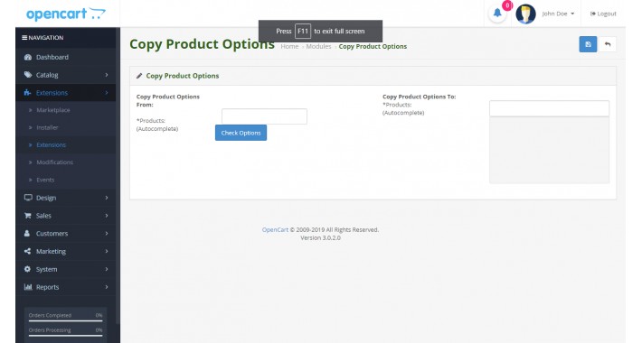 OpenCart - Mass Product Options Copy