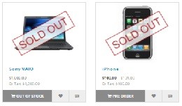 Sold Out Image With Disabled Add To Cart Button