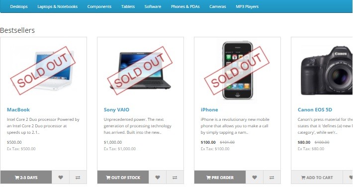 Sold Out Image With Disabled Add To Cart Button