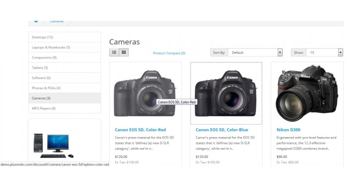 Option name in product name and seo links