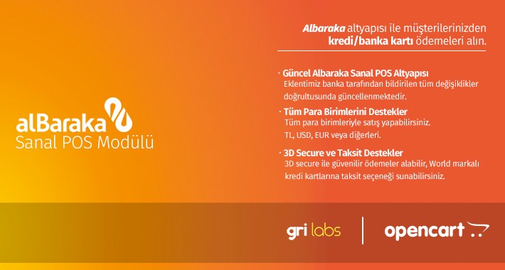 Albaraka Türk OpenCart Sanal POS Modülü - Albaraka OpenCart vPOS
