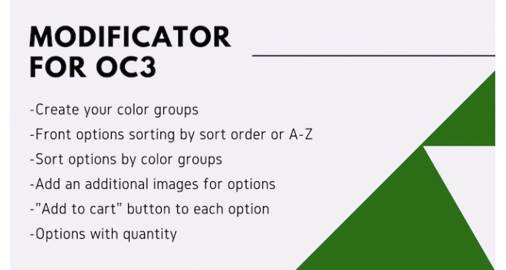 Options with quantity/sorting/color groups/additional images