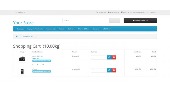 Delivery Date or Estimate Delivery Date to product
