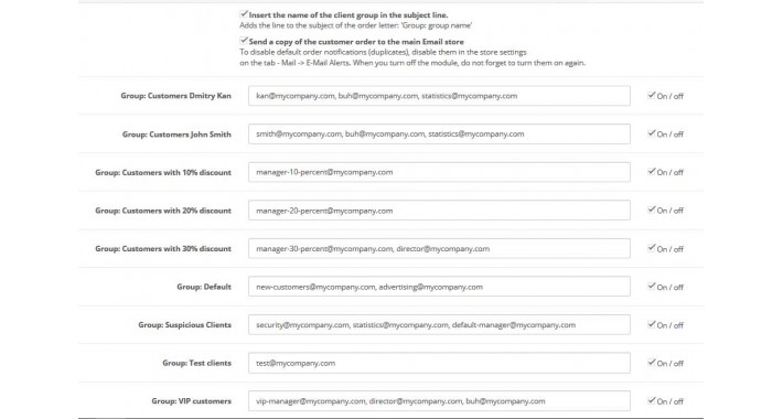 Module Sending orders from customer groups