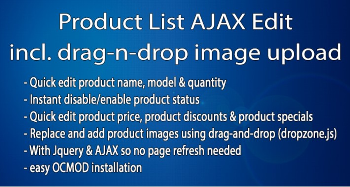 Product List AJAX Edit with drag-n-drop Image Upload