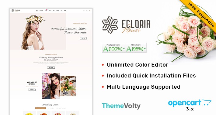 Ecloria Flower Mega Multi Store Premium Opencart Theme