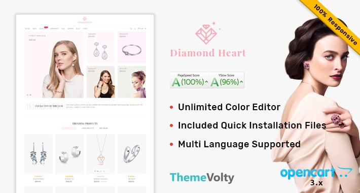 Jewelry Diamond Heart Mega Premium Opencart 3.x Theme