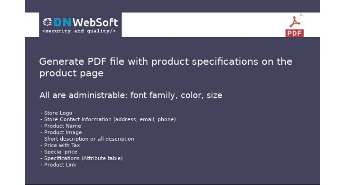 Opencart Generate A Pdf File With Product Description And Specifications