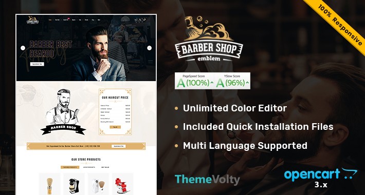 Barber Saloon Shop Mega Multi Store Opencart Theme