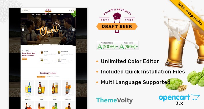 Beer Draft Mega Multi Store Premium Opencart 3.x Theme