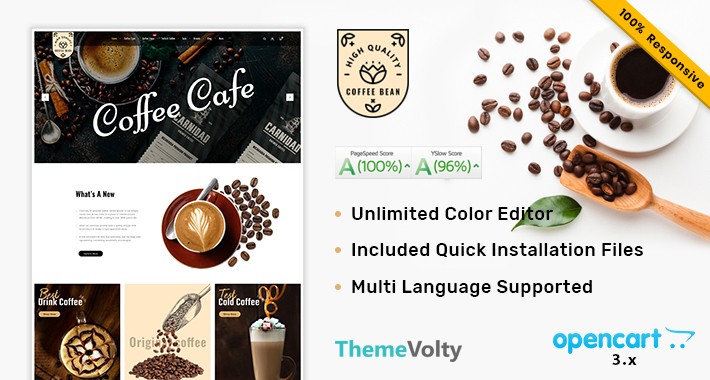 Coffee Bean Shop Mega MultiStore Premium Opencart 3.x Theme