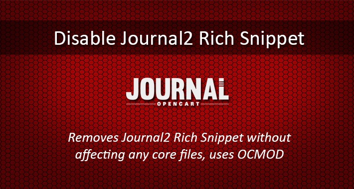 Disable Journal2 Structured Data Snippets for Opencart 3.x.x.x