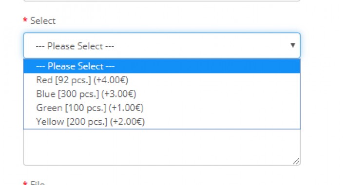Display quantity in option field (VQMod)