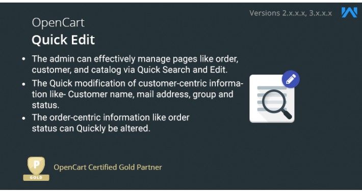 Opencart Quick Edit and Search