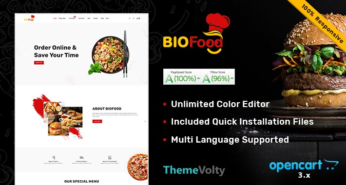 Bio Food Mega Multi Store Opencart Theme