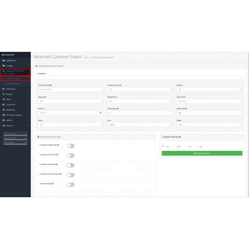 OpenCart - Advanced Customer Import/export Extension