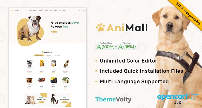 Pet Animal Food Mega Multi Store Opencart Theme
