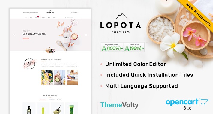 Lopata Spa - Cosmetic Mega Multi Store Opencart Theme