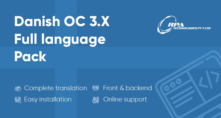 Danish Language Pack for Opencart 3.x - Frontend & Backend