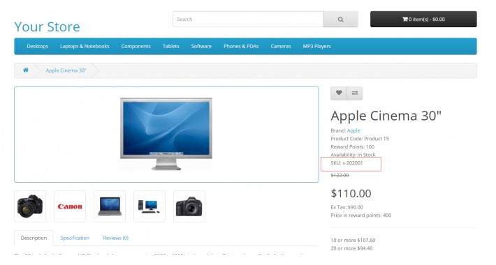 show SKU on prodcut page(Free forever)