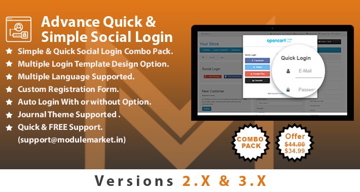 Advance Quick  & Checkout Page Social Login ( Combo Pack)