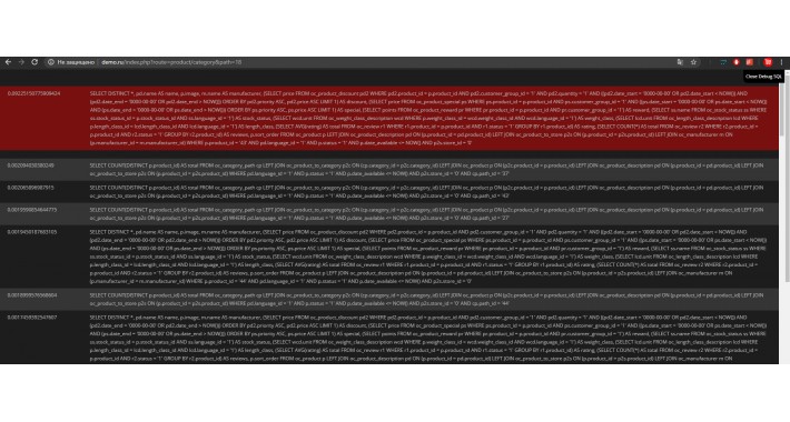 SQL Debugger OpenCart | SQL отладчик для OpenCart | SQL Profiler
