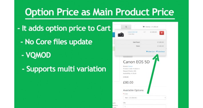Option Price as Product Main Price [ Multi Option Support ]