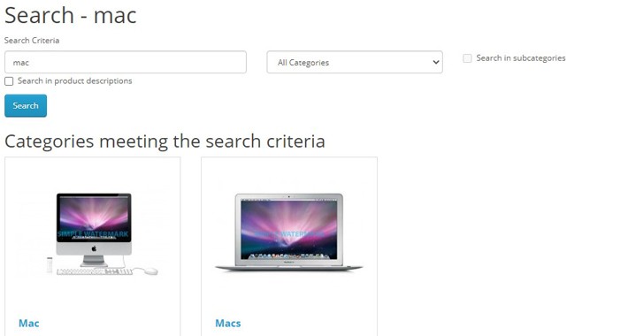 Categories In Search Results